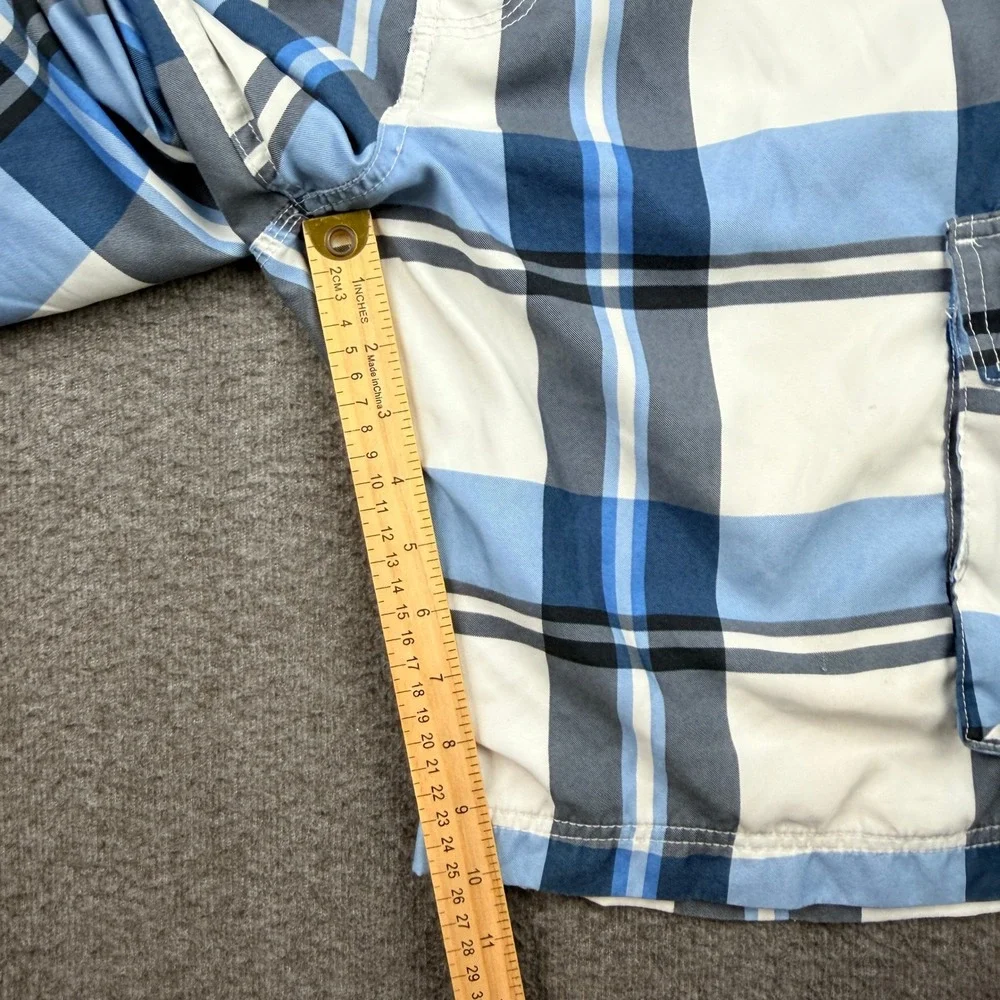 American Rag Men's L Large Blue‎ Plaid Cargo Board Shorts Swim Trunks